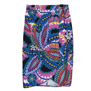 J. Crew Size 12 faux Wrap Midi‎ Skirt Bold Floral Print 12